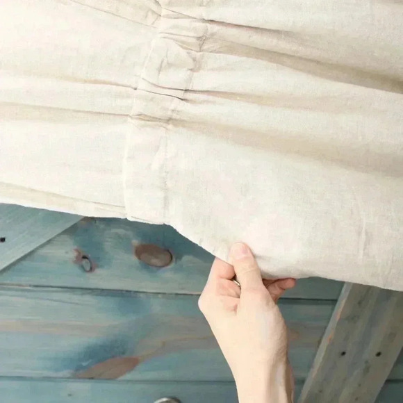 Khaki 100% Linen Cropped Jumpsuit Tan Romper 4OURDREAMERS Size Small - Picture 5 of 9